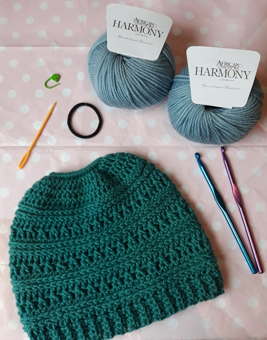 Beginners Crochet Kit: Bun Beanie